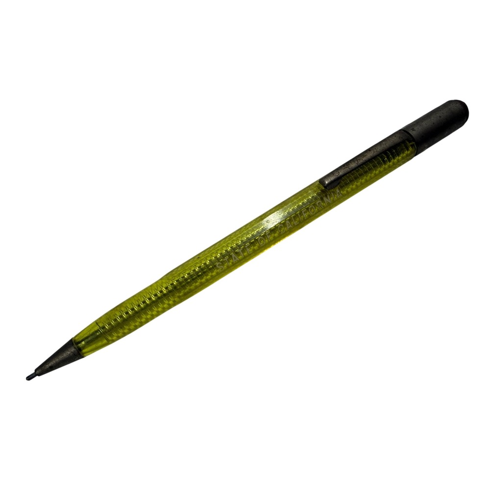 Vintage State of California Mechanical Pencil Yellow Translucent Government